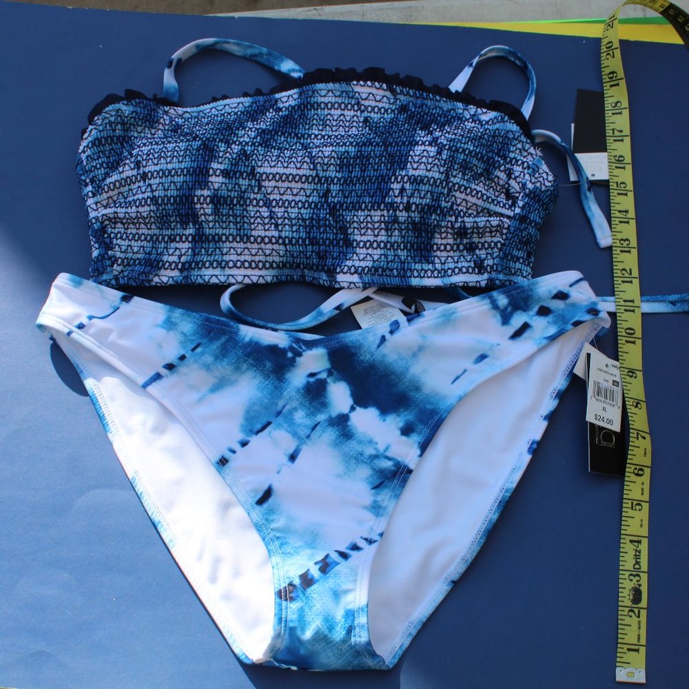 Ibiza Swimwear - 2 pc Separates Bikini Top and Bottoms - Smocked Bandeau Blue